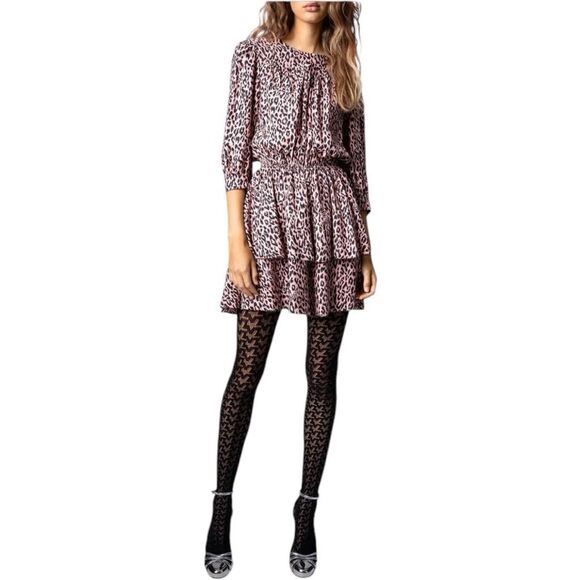 Zadig & Voltaire Pink Rooka Squeleton Mini Dress Size S Designer Runway Animal - Picture 1 of 15